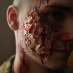 Cvičení Branných oddílů ČR. Žákyně oboru kosmetička vytváří realistické simulace zranění.